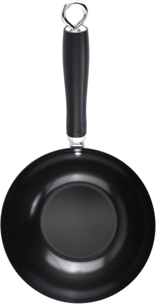 GoodCook Everyday Nonstick Wok, 8-Inch, Black, Carbon Steel Small Wok, High Wall Construction, Flat Base, Ergonomic Flame Guard Handle, Non-Stick Wok Pan for Stir Fry and Sautéing