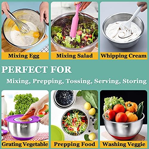 Wildone Mixing Bowls with Airtight Lids, Stainless Steel Mixing Bowls Set