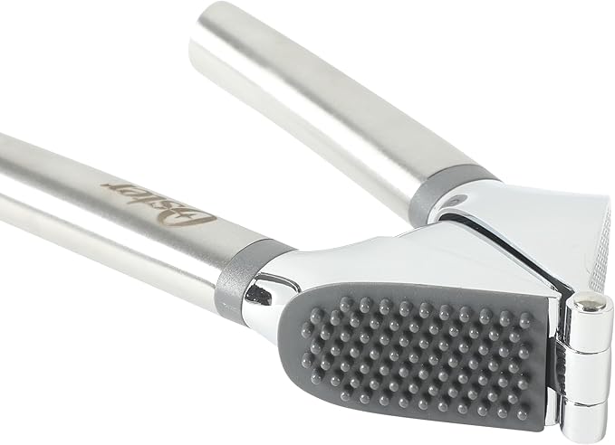 Oster Chadswyck 7.7” Garlic Press, Stainless Steel Garlic Mincer & Crusher, Easy Squeeze, Dishwasher Safe