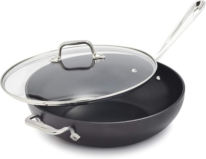 All-Clad HA1 Hard Anodized Nonstick Chef's Pan,12 Inch Induction Oven Broiler Safe 500F, Lid Safe 350F Pots and Pans, Cookware Black