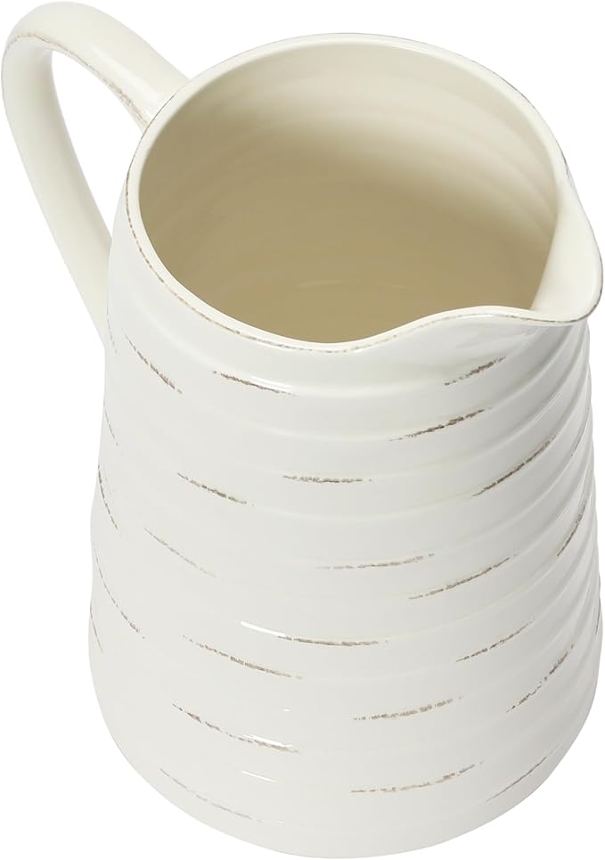 Creative Co-Op White Ceramic Pitcher