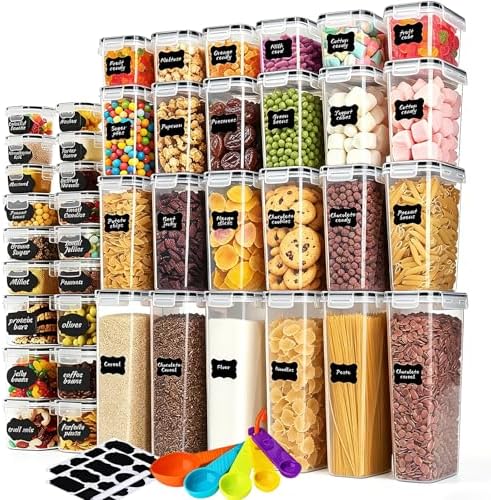 42pcs Airtight Containers, Clear Stackable Dry Food Storage