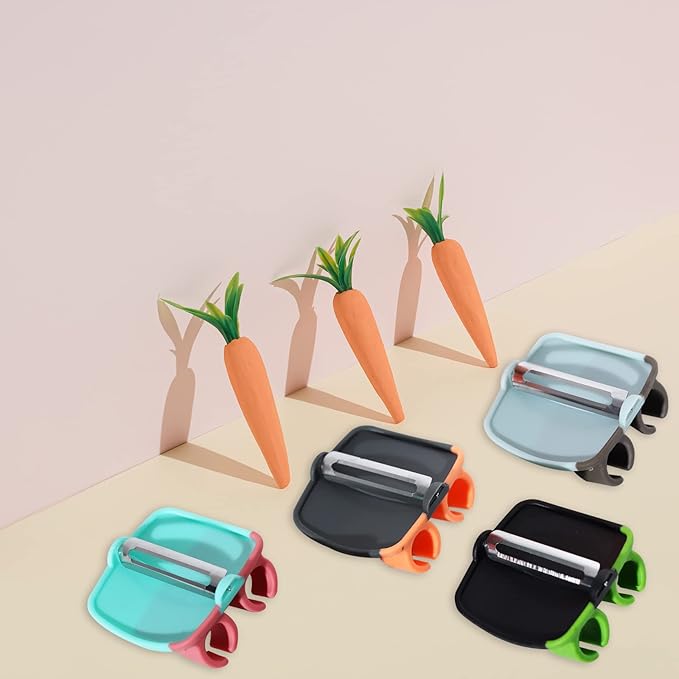4Pcs Palm Fruit Peeler, Silicone Finger Grips Peeler, Finger Potato Peeler, Hand Vegetable Peeler with Comfortable Rubber Finger Grip for Pumpkin Carrot Cucumber Potato Peeling