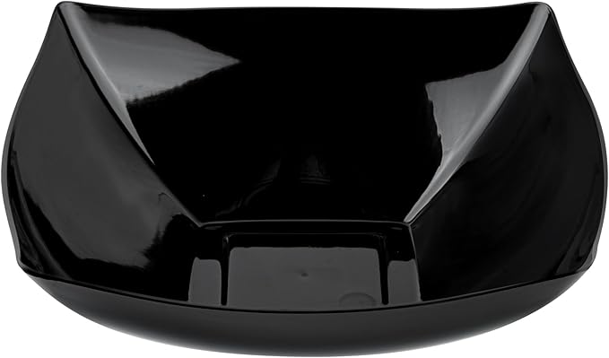 Restaurantware Moderna 32 Ounce Fancy Plastic Bowls 10 Square Disposable Salad Bowls - Durable Heavy-duty Black Plastic Bowls For Warm And Cold Foods