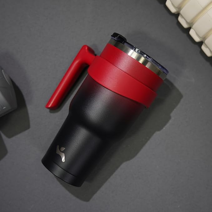 30 oz Tumbler with Handle and 2 Straw 2 Lid, Insulated Water Bottle Stainless Steel Vacuum Cup Reusable Travel Mug,Mystic Moon