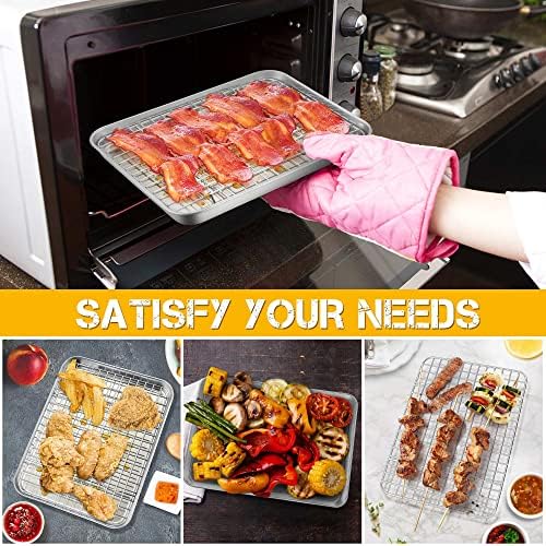 P&P CHEF 9 Inch Toaster Oven Pan Tray with Wire Rack, 2 PCS