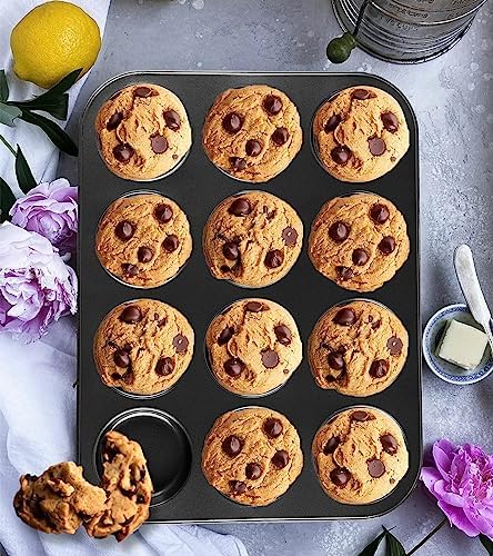 Yomvzake Muffin Top Pan 2 Pack Baking Pans Whoopie Pie Pan, Nonstick 3 Inch Yorkshire Pudding Pan for Pansuffin, Moon Pie, Cookies, Small Hamburger Bun