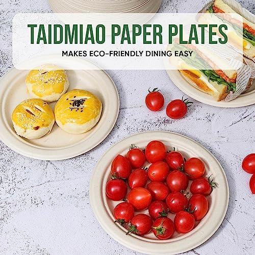 TaidMiao Brown Disposable Paper Plate 7 inch,100% Compostable,100 Pack