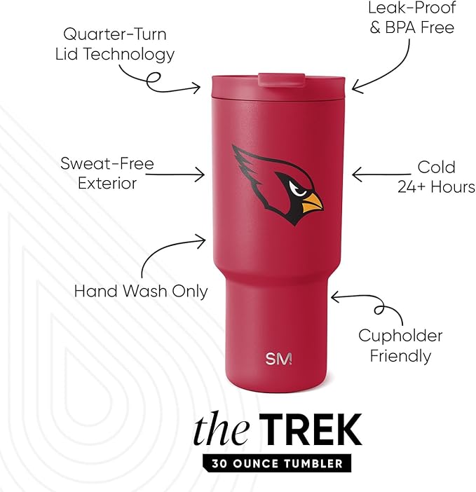 Simple Modern Officially Licensed NFL 30oz Tumbler with Flip Lid and Straws | Football Insulated Stainless Steel Cup | Gifts for Men Women | Trek Collection