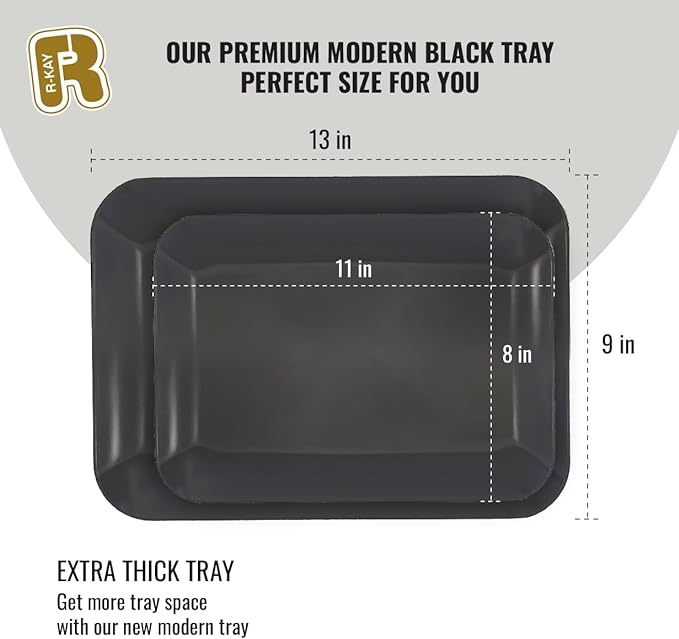 3 Pack Black Plastic Serving Trays for Party - Black Serving Tray 8 x 11 Inch - Heavy Duty Dessert Trays for Food - Rectangular Party Serving Trays for Entertaining