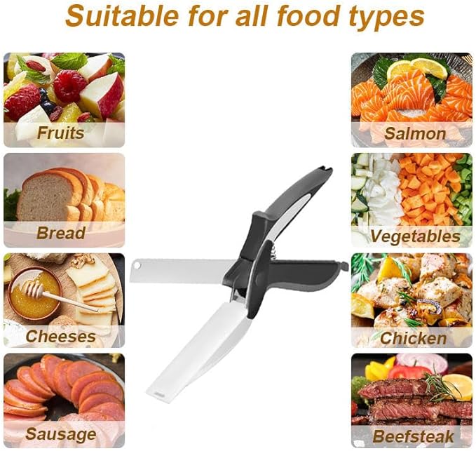Separable Stainless Steel Barbecue Steak Cutting Shear Household Vegetable Scissors 2 In 1 Multi Kitchen Tool Fruit Knife