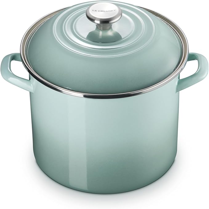 Le Creuset Enamel on Steel Traditional Stockpot, 10 qt., Sea Salt with Stainless Steel Knob