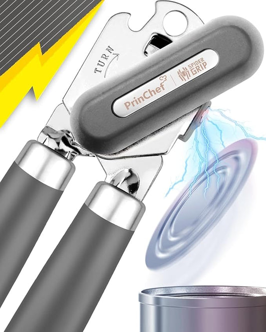 Can Opener, No-Trouble-Lid-Lift Manual Handheld Can Opener with Magnet, Smooth Edge Safe Cut for Beer/Tin/Bottle, Big Turning Knob Anti-Slip Handle Good for Seniors with Arthritis