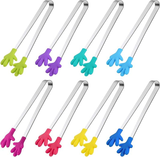 Shindel Mini Serving Tongs, 5.1" Small Stainless Steel Tongs, Cute Kitchen Gadgets for Christmas Candy, Snacks, Chips, Cookies, Fruit, Salad, Food, Sugar Cubes, Party, Appetizers, Great for Fine Motor
