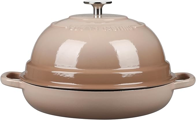 Enameled Cast Iron Dutch Oven Pot with Lid, Round Bread Oven for Homemade Sourdough Bread Baking, 6 Quart, Mocha