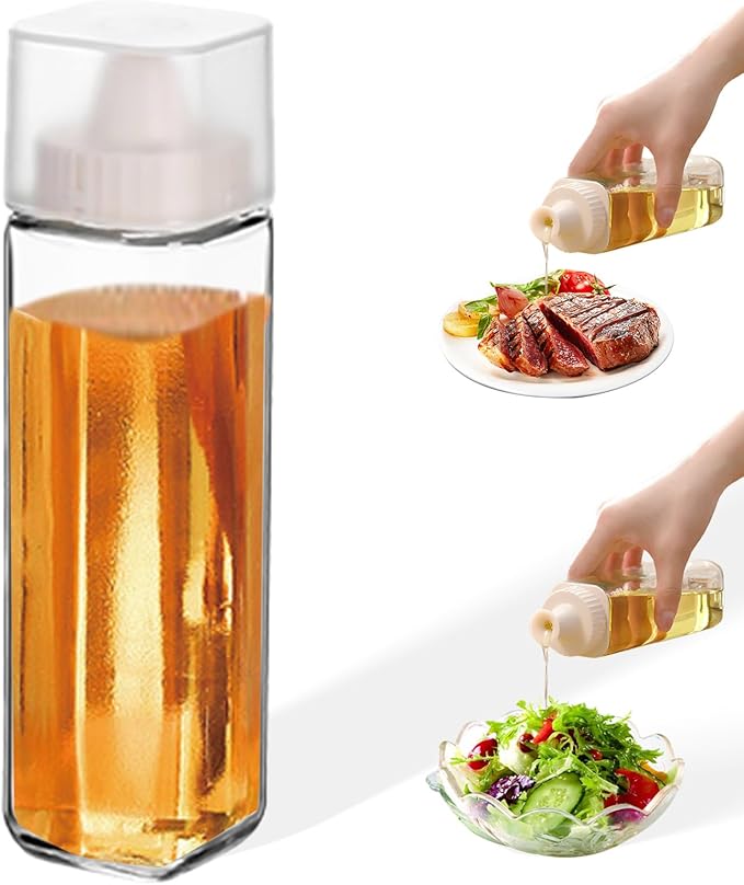 9oz Glass Oil Dispenser for Kitchen – No-Drip Olive Oil & Vinegar Bottles for Cooking & Salad Dressing