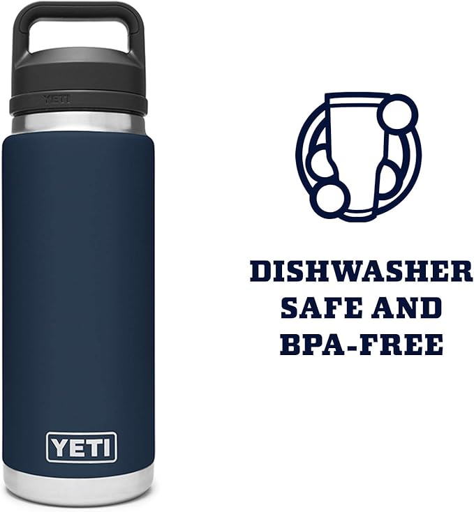 YETI Rambler 26 oz Bottle, Vacuum Insulated, Stainless Steel with Chug Cap, Navy