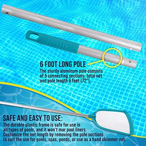 U.S. Pool Supply Professional Swimming Pool 6 Foot Leaf Skimmer Net with 5
