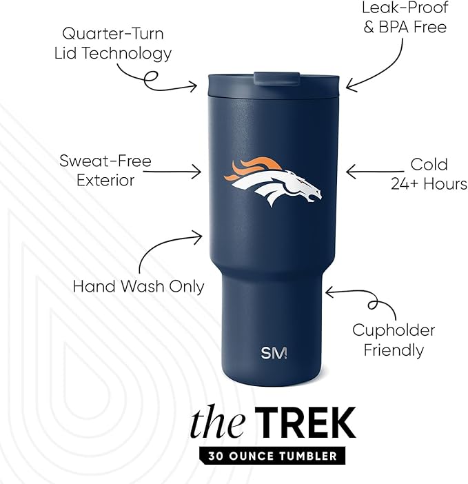 Simple Modern Officially Licensed NFL 30oz Tumbler with Flip Lid and Straws | Football Insulated Stainless Steel Cup | Gifts for Men Women | Trek Collection