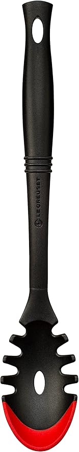 Le Creuset Revolution Bi-Material Pasta Spoon, 14" x 2.5", Cerise