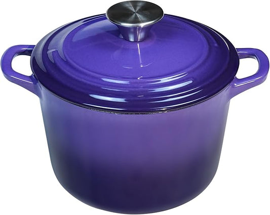 Dutch Oven Pot with Lid 2.8 qt Cast Iron Dutch Oven for Bread Baking Purple Enameled Cast Iron Rice Pot with Handels