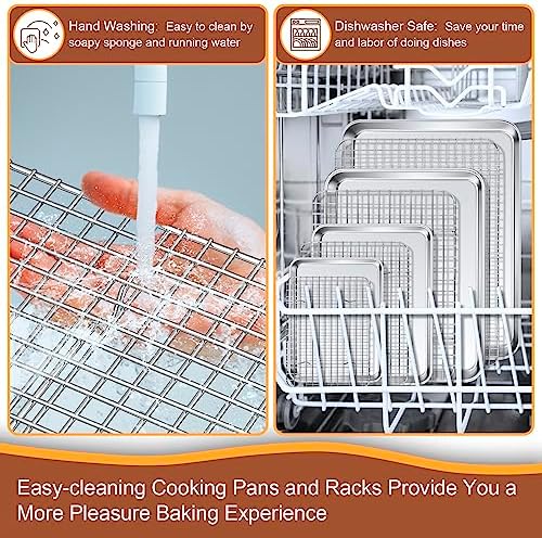 P&P CHEF 16 + 12.5 + 10.4 + 9 Inch Baking Sheet & Rack, Pan and Grid Rack