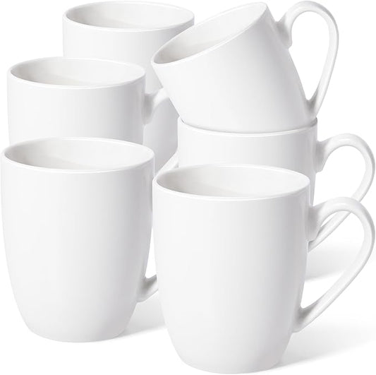 Urbanstrive 16 oz Large Coffee Mugs Set of 6 Ceramic Coffee Mug White Coffee Cups Tea Cups Idea Gift for Women Men House Warming Gifts New Home Office, White 6 Pack
