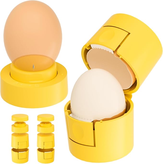 Upgraded 2 in 1 Egg Shell Opener, Hard Boiled Egg Peeler Cracker with Piercer, Cute Egg Separator for Raw Eggs, Home Kitchen Gadgets Tool, 2 Pack