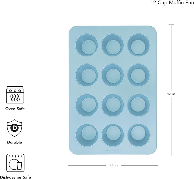KitchenAid 12-Cup Nonstick Aluminized Steel Muffin Pan, Mineral Water