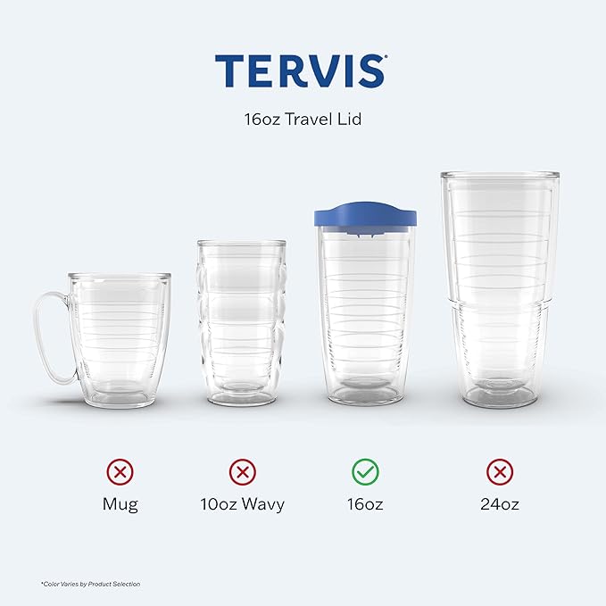 Tervis Travel Lid Made in USA Double Walled Insulated Tumbler Travel Cup Keeps Drinks Cold & Hot, Fits 16oz Tumblers - 4pk, Assorted Navy Green Blue Turquoise