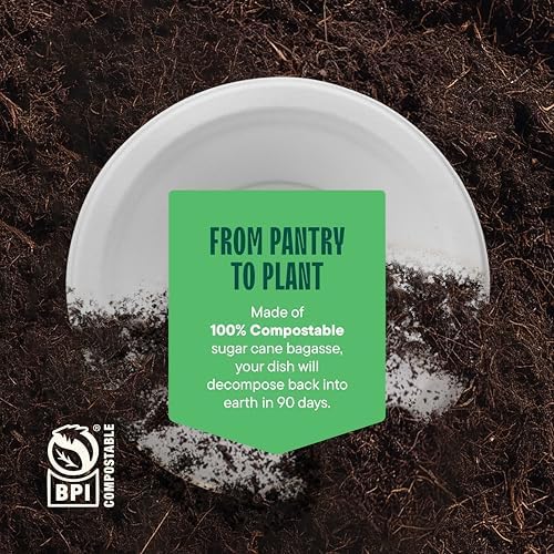 100% Compostable Paper Bowls - 12 oz [125-Pack] Heavy Duty Soup Bowls