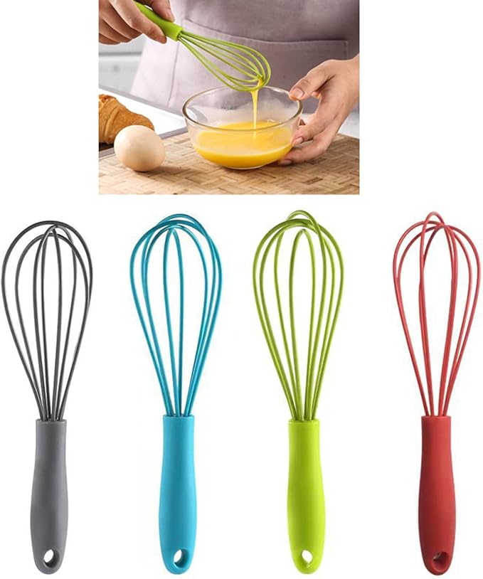 Silicone Eggs Beater Handheld Whisk Cream Foam Maker n Slip Eggs Blender Silicone Eggs Whiskers Portable Red