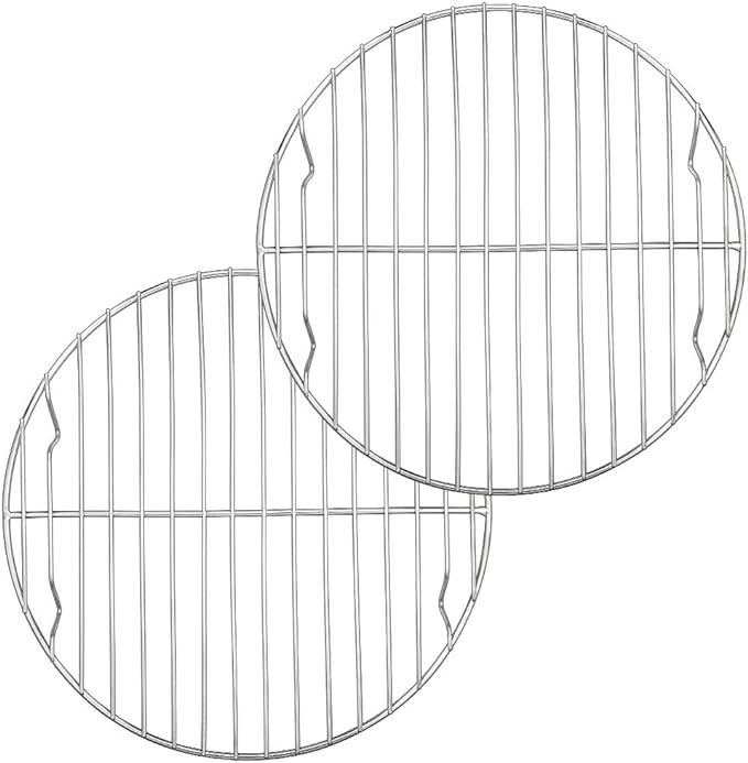 E-far 9 Inch Round Canning Cooking Racks, Stainless Steel Round Steaming Baking Cooling Rack Set of 2, Multi-Purpose for Air Fryer Pressure Cooker, Dishwasher Safe