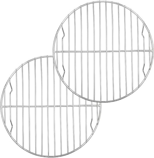E-far 9 Inch Round Canning Cooking Racks, Stainless Steel Round Steaming Baking Cooling Rack Set of 2, Multi-Purpose for Air Fryer Pressure Cooker, Dishwasher Safe