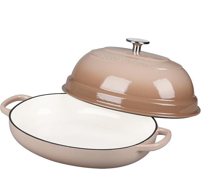 Enameled Oval Cast Iron Dutch Oven Pot with Lid, Bread Dutch Oven for Sourdough Bread Baking, Dutch Oven Bread, Bread Oven, 6QT, Mocha