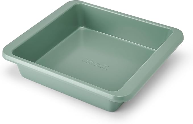 KitchenAid Nonstick Swiss Engineered Aluminized Steel Square Cake Pan, Dishwasher Safe, Cardamom, 9 Inch