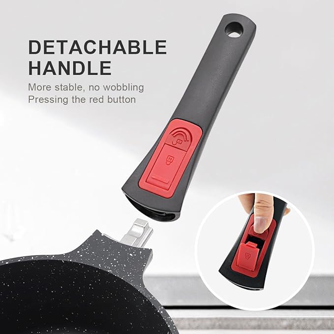 Nonstick Saucepan with Lid, 2 Quart Sauce Pan Milk Pot with Detachable Handle, Nonstick Sauce Pot Compatible for All Stoves, Oven Safe, PTFE & PFOA Free