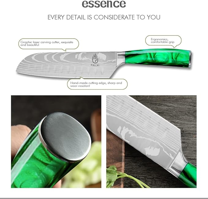 FULLHI Knife Set, 14pcs Japanese Knives Set, Multiple Colour Premium German Stainless Steel Chef Knife Set