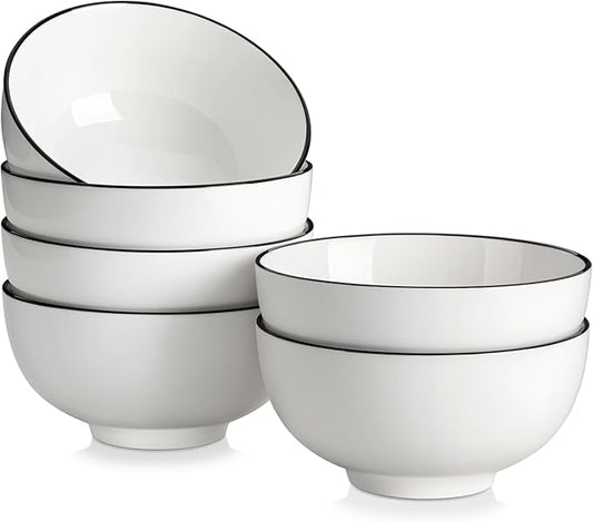 MALACASA Ceramic Soup Bowls, 26Oz Cereal Bowls Set of 6 for Soup, Cereal, Oatmeal, Fruit, Rice - Porcelain Serving Bowl for Kitchen, Dishwasher and Microwave Safe, Series Regular