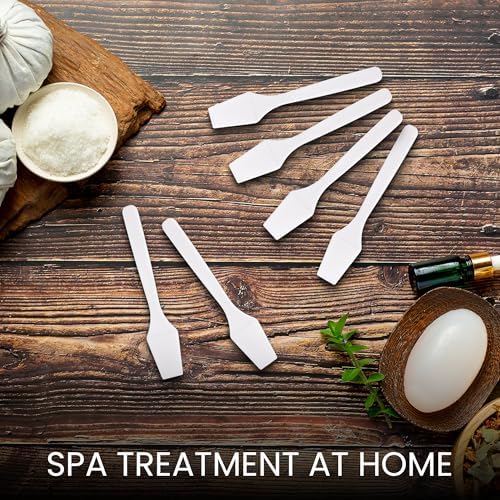 PANA 200pcs Cosmetic Make Up Disposable Plastic 2.5" Spatulas Skin Care Facial Cream Mask Spatula (WHITE-200 Pieces in a Box)
