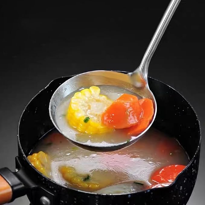Soup Ladle -13.8" Large Durable Stainless Steel Ladel for Serving or Cooking, Stirring, Wok & Soup, Professional Heavy Duty kitchen Utensils 1 Pack