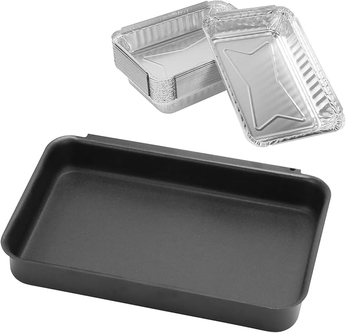 Hisencn Drip Pan for Weber, 93305 Catch Pan with 20-Pack 6415 Foil Grease Tray Liners, for Spirit 200 300 Grills& Genesis II 300, Weber Genesis Silver/Gold/Platinum, Painted Steel