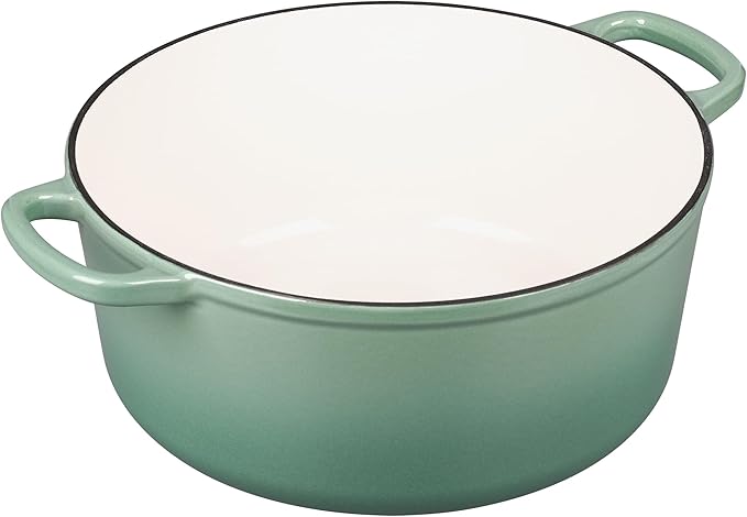 Enameled Dutch Ovens Cast Iron Dutch Oven Pot with Lid for Bread Baking, Cook, Dual Handle, 7 Quart, Sage Green