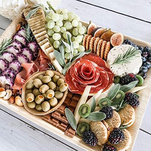 Charity Leaf Disposable Bamboo 14" x 10" Trays (10 Pieces) Bamboo Serving Platters, Disposable Boards, Eco-Friendly Dinnerware For Weddings, Catering, Events