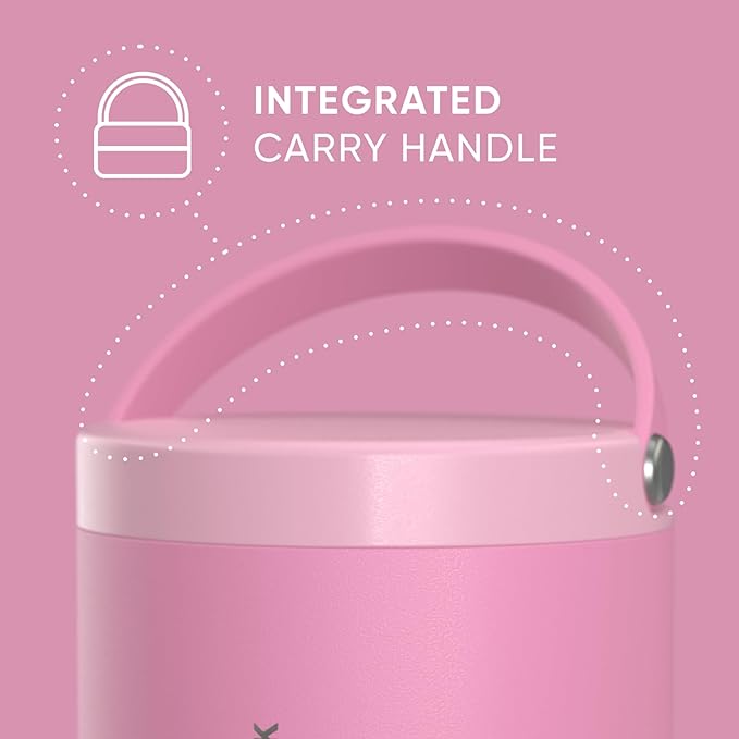 Hydrapeak 18oz Stainless Steel Vacuum Insulated Food Jar for Hot Food and Cold Food, Wide Mouth Leak-Proof Soup for Adults, 10 Hours Hot and 16 Hours Cold (Bubblegum)