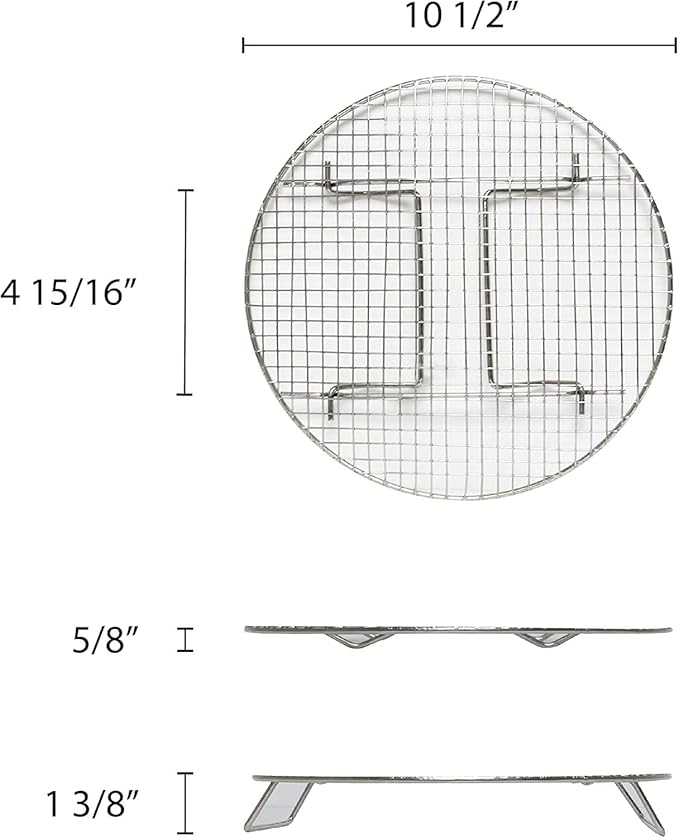 TrueCraftware- 10-1/2” Round Steamer Rack/Cooling Rack Nickel Plated- Steamer Insert Steaming Rack Steam Tray Multi-functional Steamer Basket Cookware Veggie Fish Seafood Cooking