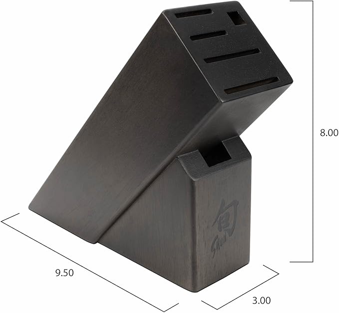 Shun Slimline Knife Block, 6 Slot Knife Holder, Made from Dark-Stained Rubberwood, Kitchen Storage for Professional and Home Chefs