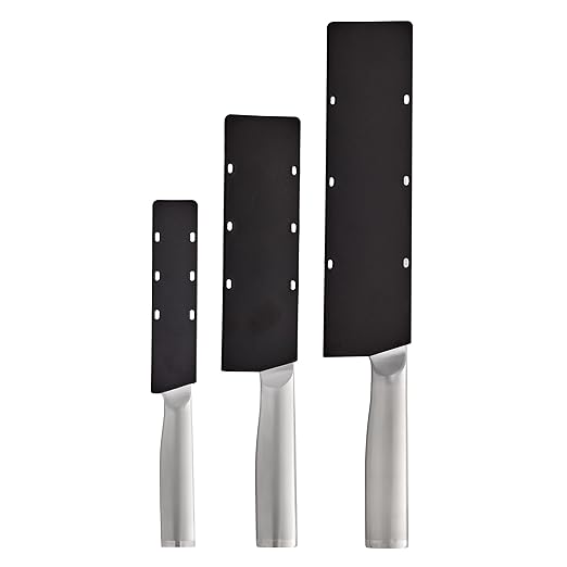 KitchenAid 3 Piece Forged Chef Knife Set High Carbon Japanese Steel, Includes 8 Inch Chef Knife, 5 Inch Santoku Knife, and 3.5 Inch Paring Knife with Blade Covers