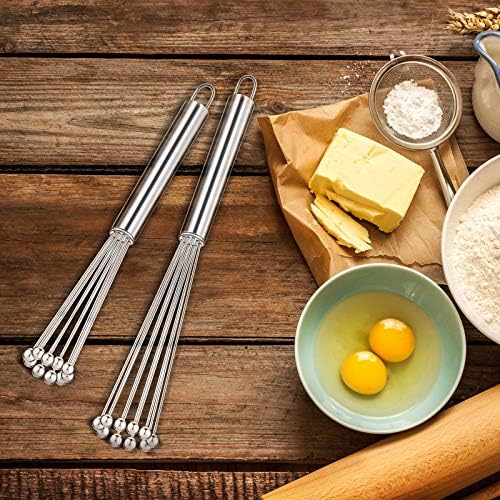 Patelai 2 Pieces Stainless Steel Ball Whisk Wire Egg Whisk Set