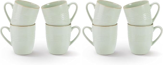 famiware Jupiter Coffee Mugs Set of 4, 14 OZ Coffee Mug, Microwave and Dishwasher Safe, Coffee Cups with Handle for Coffee, Tea, Cocoa, Milk, Light Green (Pack of 2)